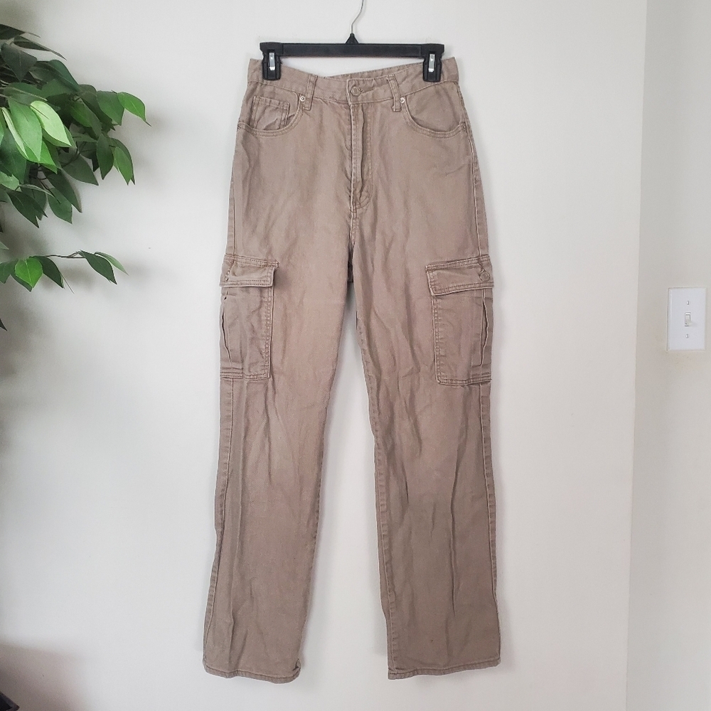 Song Khaki 90s Boyfriend Cargo Jeans Distressed Womens Size 7/28